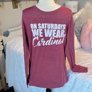University of Arkansas Game Day Cardinal Red Long Sleeve T Shirt New Mens Medium